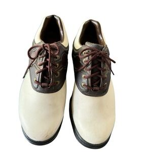 Men's FootJoy Shoes 8 D GreenJoys 45587‎ Golf  White Brown Leather Saddle